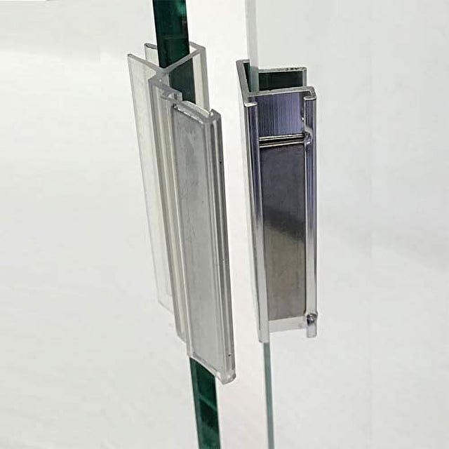 Clear Polycarbonate U-Channel with Magnet and Chrome Metal Strike Plate for 3/8" Glass Shower Doors