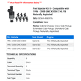thumbnail image 2 of Fuel Injector Kit 8 - Compatible with 1996 - 2000 GMC K3500 7.4L V8 Naturally Aspirated - Autopart Premium, 2 of 2