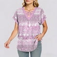 thumbnail image 6 of YUGYXL Short Sleeve Shirts for Women Spring Tops for Women V Neck Criss Cross Tees Womens Summer Tops Pink Top M, 6 of 9