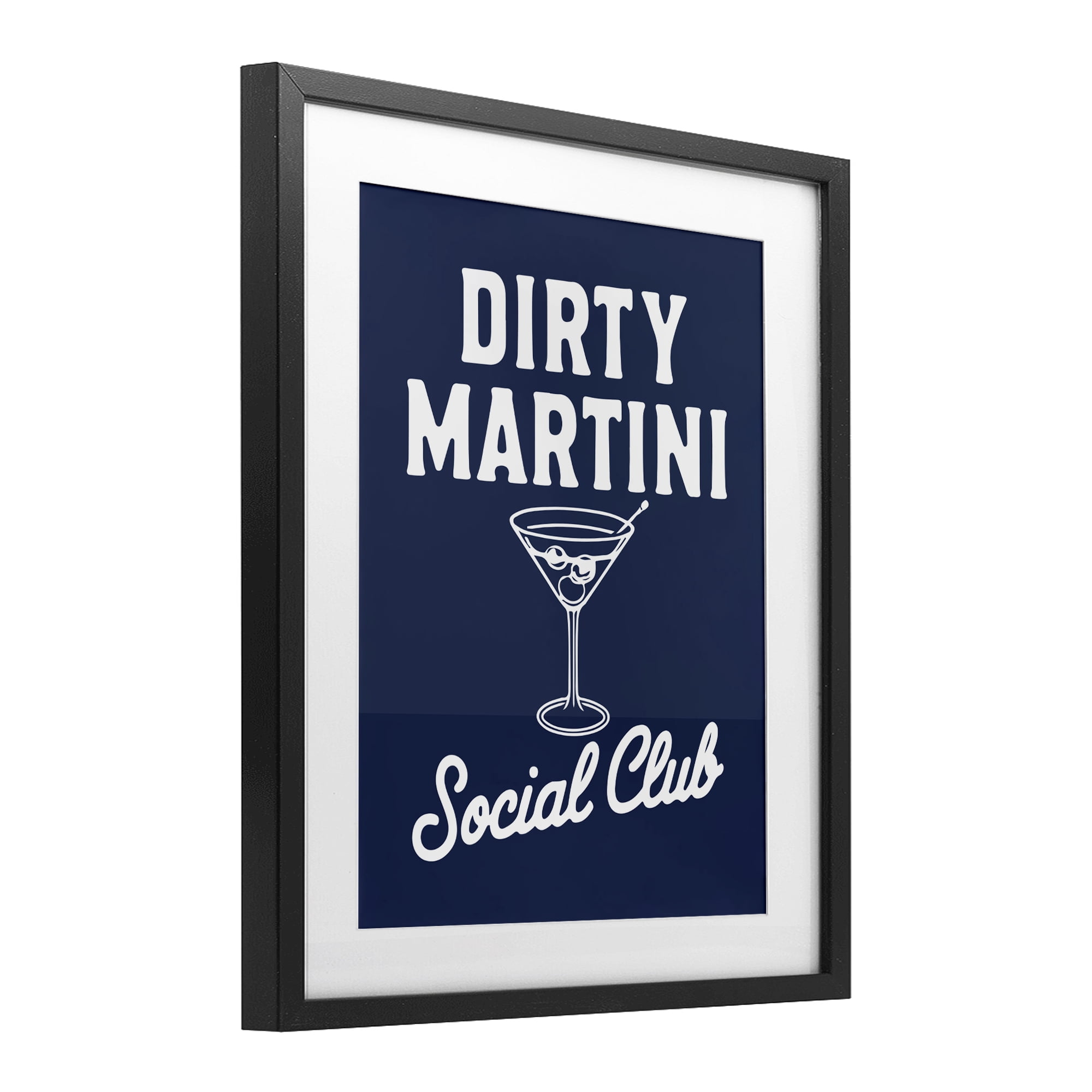Stupell Industries Retro Dirty Martini Club Black Framed Print Under Glass, design by Lettered and Lined