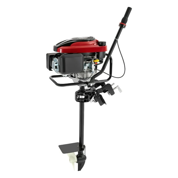 Aiqidi Black, Red 8 HP 4 Stroke Aluminium Alloy Boat Motor with Air Cooling System Hand-pull Recoil