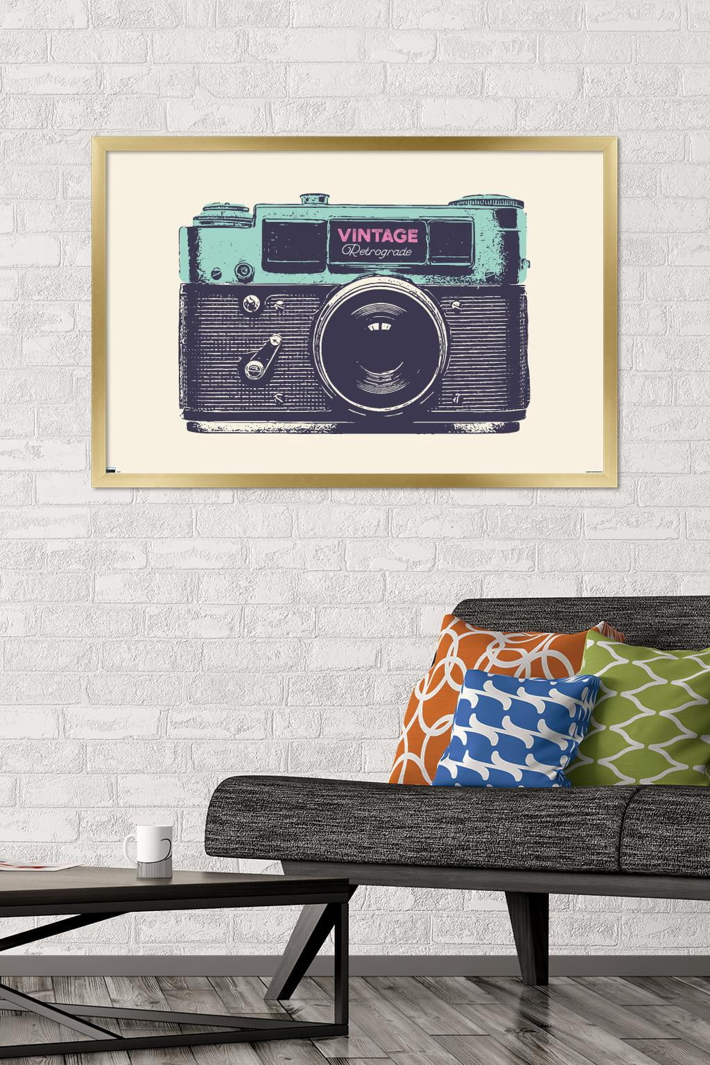 Vintage Camera Wall Poster, 22.375" x 34" Framed
