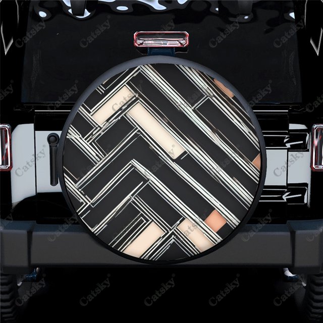 Abstract Shapes Cool Design Polyester Universal Spare Wheel Tire Cover Wheel Covers for Trailer RV SUV Truck Camper