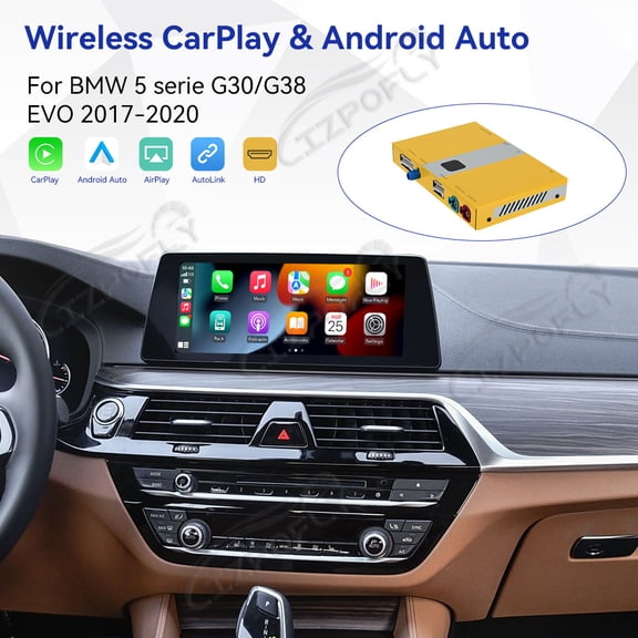 Lizpofly wireless CarPlay module wired Android Auto suitable For BMW 5 serie G30/G38 EVO 2017-2020 models decoding box supports mirror link, camera, GPS, Siri, YouTube, etc.