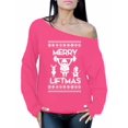 thumbnail image 1 of Awkward Styles Merry Liftmas Sweatshirt Santa Christmas Off the Shoulder Sweatshirt Sweater Merry Liftmas Santa Holiday Sweatshirt Slouchy Oversized Sweater Xmas Gym Workout Off the Shoulder Top, 1 of 4