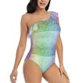 thumbnail image 3 of Haiem Beautiful Glitter Women's One Piece Swimsuits Tummy Control One Shoulder Bathing Suits Ruffle Swimwear-X-Large, 3 of 8