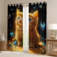 thumbnail image 2 of Feelyou Kawaii Kitten Animal Curtains Pack of 2 (42x84 Each) for Kids, Dreamy Blue Butterfly Curtains Blackout, Cute Cat Bedroom Curtains, Blackout Curtains Bedroom Decor, 2 of 6