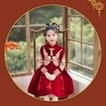 thumbnail image 4 of Ruyang Girls Chinese Traditional Dress Hanbok Half Sleeve Prom Dresses Stand Collar Elegant Skirt Tassel Trendy Wedding Gheongsam, 4 of 7