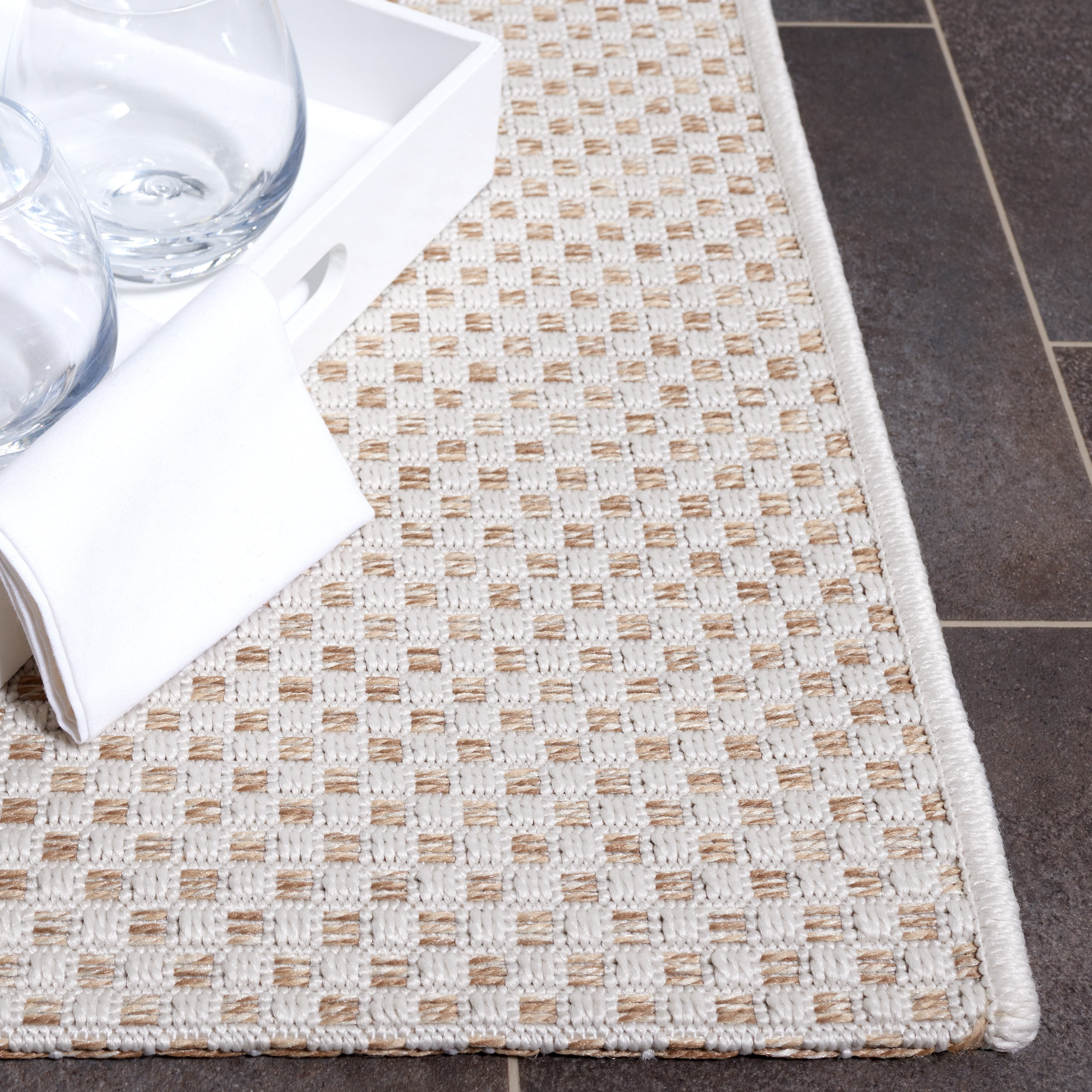 SAFAVIEH Sisal All-Weather Ophelia Solid Indoor/Outdoor Runner Rug, Ivory/Natural, 2'2" x 8'