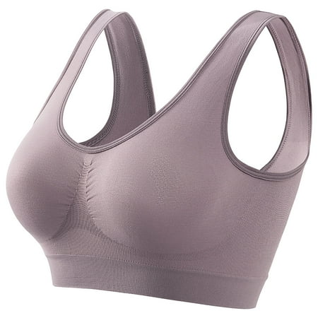 Juslio Minimizer Bras for Women Athletic Lightweight Vest Solid Yoga Bra