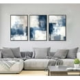 thumbnail image 4 of 3 Pcs Navy Blue Abstract Canvas Wall Art Modern Minimalist Neutral Blue and Grey Paintings Pictures Wall Decor Poster Print Artwork for Living Room Bedroom Office Home Decoration Und, 4 of 7