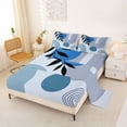 thumbnail image 2 of jejeloiu Modern Abstract Geometric Queen Sheets For Men Women,Contemporary Print Queen Sheet Sets,Blue White,4 Pieces,1 Flat Sheet, 1 Fitted Sheet and 2 Pillowcases, 2 of 6