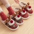 thumbnail image 5 of Christmas Slippers for Women and Men, Fluffy Animal Slipper with Reindeer for Adults, Winter Cartoon House Shoes with Memory Foam, Fuzzy Cute Retro Bedroom Aesthetic Slides, Plush, Cozy PVC Sole, 5 of 10