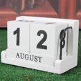 thumbnail image 2 of Wooden Calendar Reusable Desktop Calendar Vintage Effect Calendar Block for Office Home White, 2 of 8