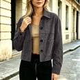 thumbnail image 3 of Luivaraty Suede Jacket Women Plus Size Laple Bomber Jacket Fashion Trendy Long Sleeve Button Up Outwear Jeckets, S-3XL, 3 of 7