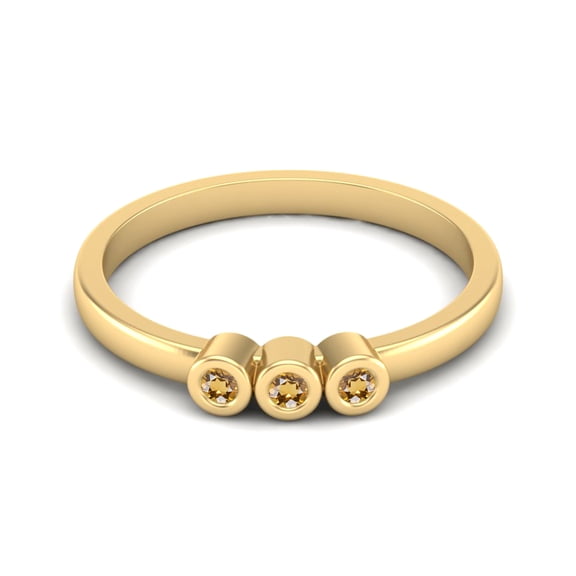 Round Shape Citrine Stackable Women Valentines Day Gifts Ring 925 Silver Gold Vermeil Delicate Jewelry