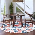 thumbnail image 4 of Independence Day Washable Round Area Rug 8 ft, U. S. Flag Themed Love Heart Five-Pointed Stars, Soft Non Slip Rugs Stain Repellent Indoor Felt Carpet for Living Dining Room Bedroom Home Office, 4 of 9