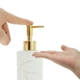 thumbnail image 3 of Unique Bargains 1 Pc Cylinder Marble Pattern Soap Dispenser 10.82oz White Gold Tone, 3 of 6
