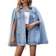 thumbnail image 3 of Chaqueta Vaquera para Mujer, Estilo Poncho, Capa, Chaqueta Vaquera, Ropa de Abrigo Holgada Azul L, 3 of 10