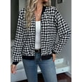 thumbnail image 6 of Womens Houndstooth Zip Up Jacket Casual Wool Coats Fashion Fall Outfits for Women Black S, 6 of 7
