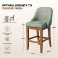 thumbnail image 2 of Set of 2 Upholstered Counter Height Bar Stools in Sleek Faux Leather with Solid Rubberwood Legs for Kitchen Island, 2 of 8