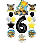 Construction Theme 6th Birthday Party Supplies 14 pc Balloon Bouquet Decorations