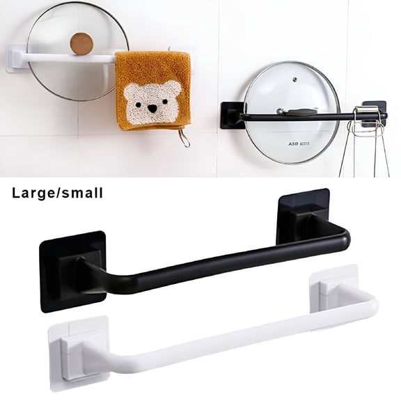 LAMIRO 12.2 Inch Towel Bar - Self-Adhesive Bathroom Towel Rack No Drilling Required,Black