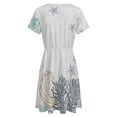 thumbnail image 5 of Abstract Marine Life Pattern Short Sleeve Dress Women Summer Evening Dresses Ladies Sundress, 5 of 7