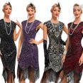 thumbnail image 5 of 30S Flapper Dresses 1920s Vintage Dress Summer Fringe Beaded Great Gatsby Party Cocktail Prom Tassels Sequin Size S-3XL,purple,XL, 5 of 11