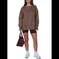 thumbnail image 1 of Sudaderas de Gran Tamaño para Mujer, Sudaderas con Capucha de Larga con Abertura para el Pulgar, Camisetas con Abertura Lateral, Tops Estilo Y2K Marrón XL, 1 of 10