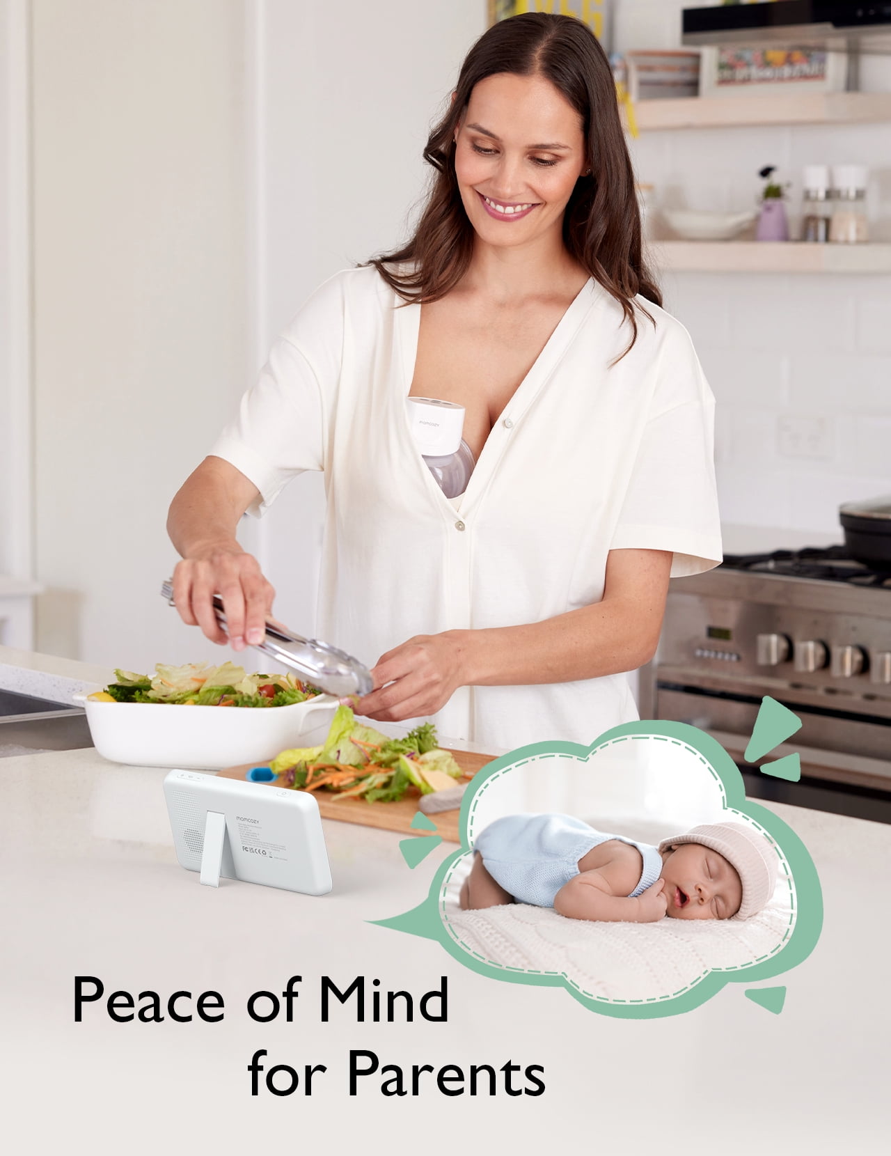 Momcozy BM02 Baby Monitor, 4.3" HD Screen, Video & Audio, Split Screen, Two-Way Talk