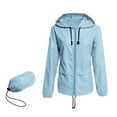 thumbnail image 6 of YDFCWXW Women's Lightweight Hooded Raincoat Waterproof Packable Active Outdoor Rain Jacket Blue, 3XL, 6 of 8