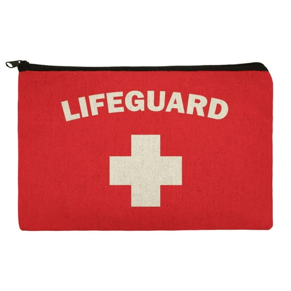 Lifeguard Red and White Makeup Cosmetic Bag Organizer Pouch