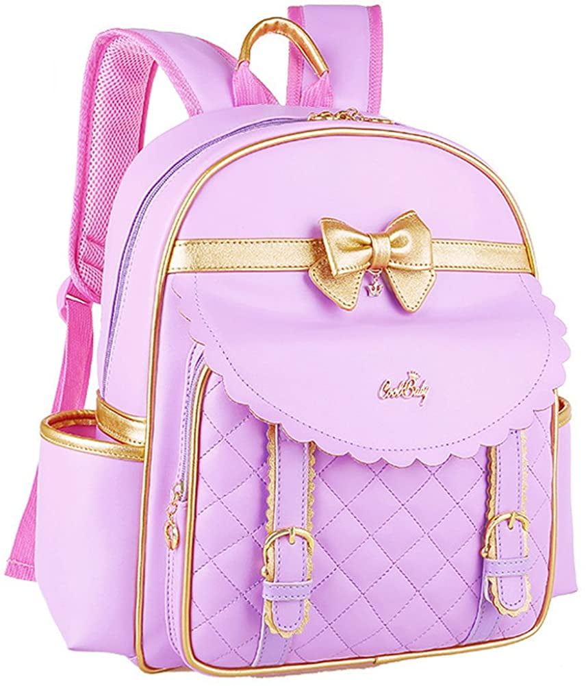 Children Princess Waterproof PU Backpack for Elementary School Girls 