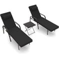 thumbnail image 2 of Kullavik Patio Chaise Lounge Sets Outdoor Armchair Recliner Rattan Adjustable Back 3 Pieces Cushioned Patio Folding Chaise Lounge with Folding Table - Black, 2 of 8