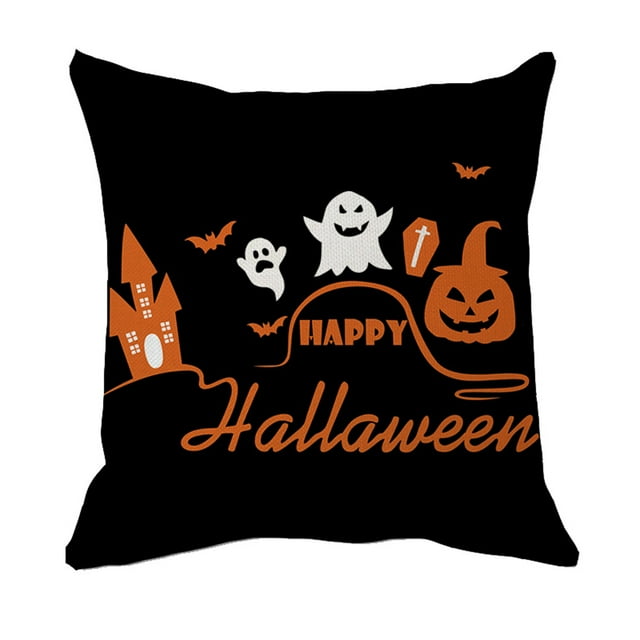 TIMIFIS Halloween Decorations Throw Pillows Happy Halloween Pumpkin Bat Witch Linen Pillow Case Pumpkin Cushion Cover Home DecorFall