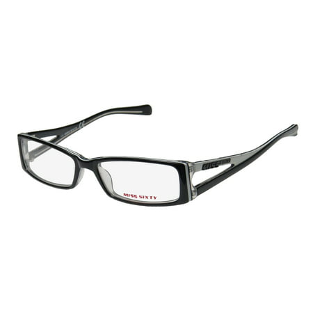 New Miss Sixty Mx225 Womens/Ladies Designer Full-Rim Black / White / Clear Frame Demo Lenses 51-15-135 Eyeglasses/Glasses
