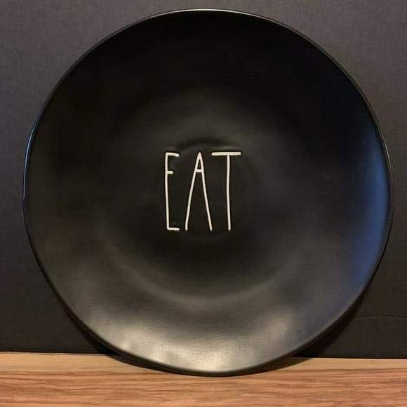 Rae Dunn Assiette à Manger - 11 Pouces - Noir - Céramique