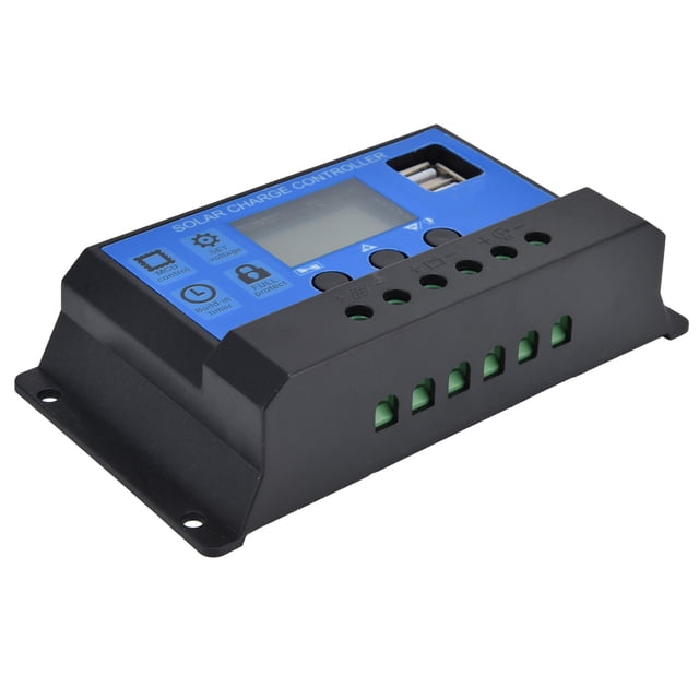 Controlador de carga solar con pantalla LCD y regulador de control inteligente con doble puerto USB CC 12 V-24 V 10 A