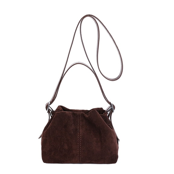 Primegos Vintage Suede Handbag Women Crossbody Purse with Adjustable Strap Slouchy Shoulder Bag Phone Pouch for Street Party Dating