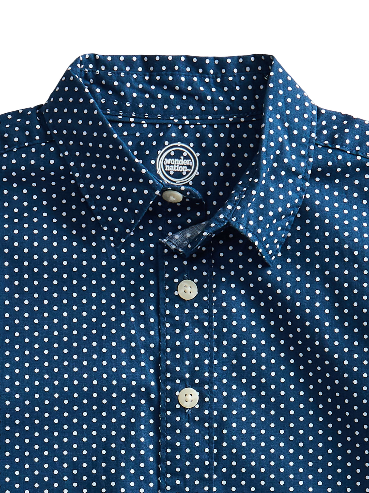 Wonder Nation Boys Cotton Woven Button-Down Shirt with Short Sleeves, Sizes 4-18