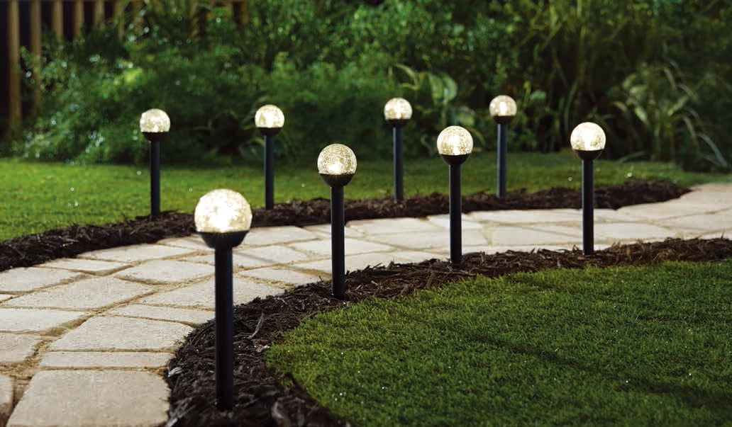 6 Pack Details about   Mainstays Outdoor Solar Powered LED Path Light with Crackle Glass Lens 
