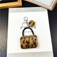 thumbnail image 1 of Llavero con estampado de leopardo para bolso, colgante creativo de peluche de dibujos animados para estudiantes, llavero para coche, colgante de bola de piel, accesorios, 1 of 6