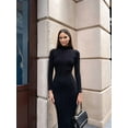 thumbnail image 6 of Autumn and Winter Women'S Long Sleeve Maxi Dress Ribbed Knit Slim Casual Dress Black L, 6 of 9