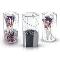 Boxup Makeup Brush Organizer - Brushes and Cosmetics Makeup Organizer Clear Cosmetic Case with Removable Holder Inside For Vanity