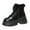 Black, variant on Xfvqtps Womens Snow Boots Lace Up Fur Lined Thick Bottom High Heel Warm Non Slip Winter Leather Boots Outdoor Slip On Comfortable Shoes Black
