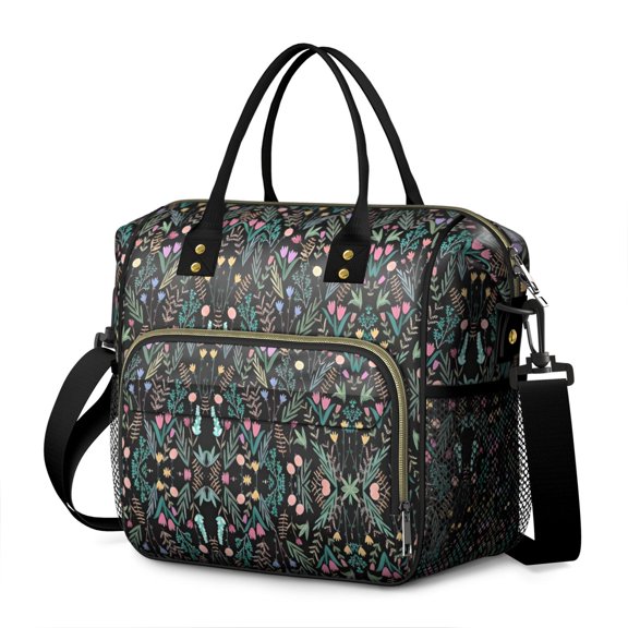 Pioneer Flower Floral Print Pattern Womens Lunch Box for Work,Insulated Large Lunch Bag for Tween and Teen,Loncheras Para Mujer,Leakproof Adult Lunch Bag for Work,Beach,Travel,Picnic,Camping