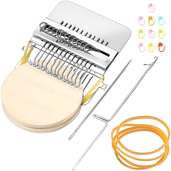 FACEGA Small Weaving Loom Kit with 14 Hooks Mini Darning Loom Speedweve Type Weave Tool Beginners Quickly Mending Loom Machine DIY Weaving Repair Tool for Jeans Socks and Clothes