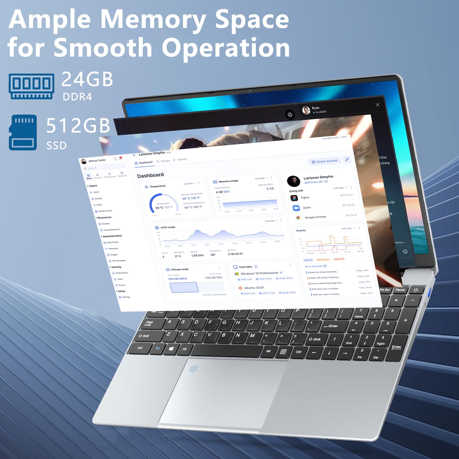 KUU 15.6-Inch Laptop with Intel Celeron N5095, 24GB RAM, 512GB SSD, Windows 11 Pro, FHD, Fingerprint, Backlit Keyboard