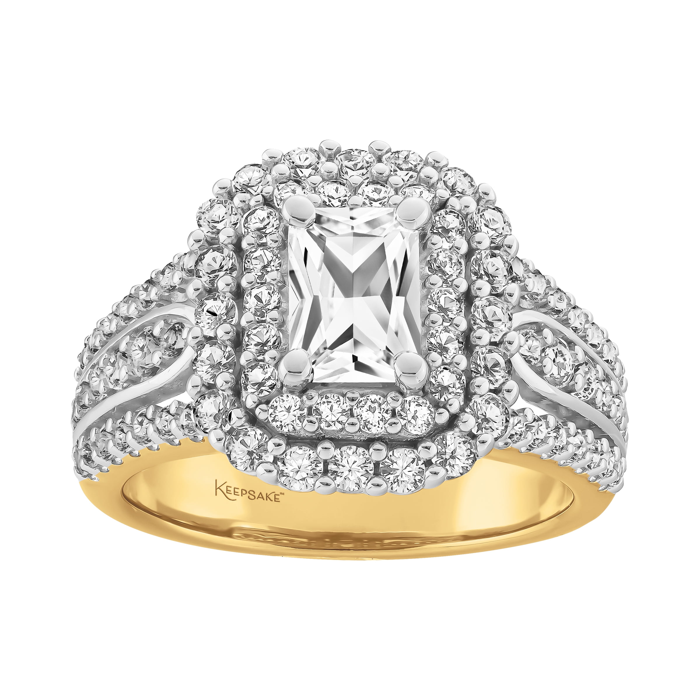 Keepsake 14K Yellow Gold Plated Sterling Silver Created White Sapphire Women's Engagement Ring